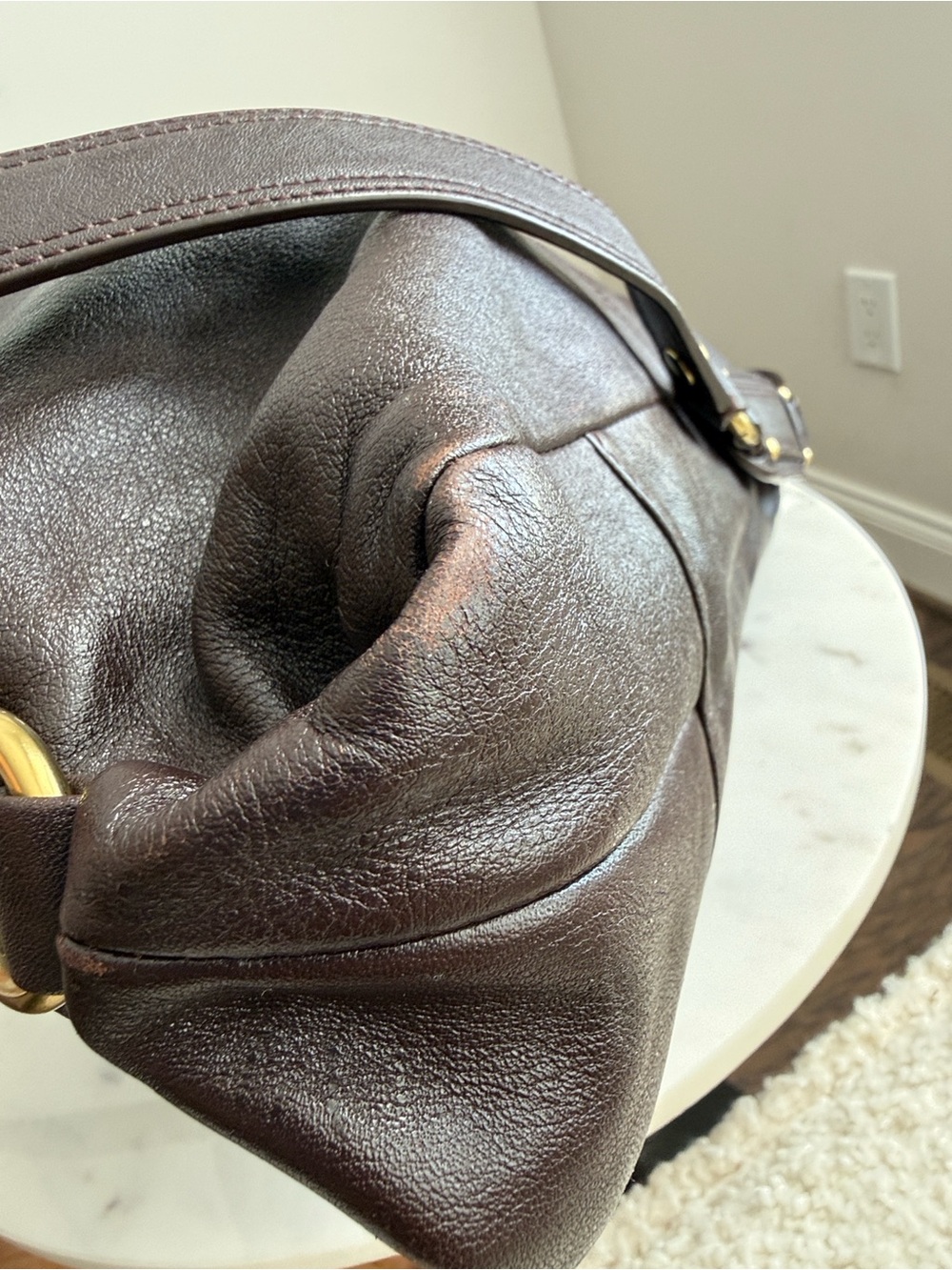 Coach Ashley Chocolate Brown Leather Shoulder Tote with Gold Hardware - Picture 4 of 15